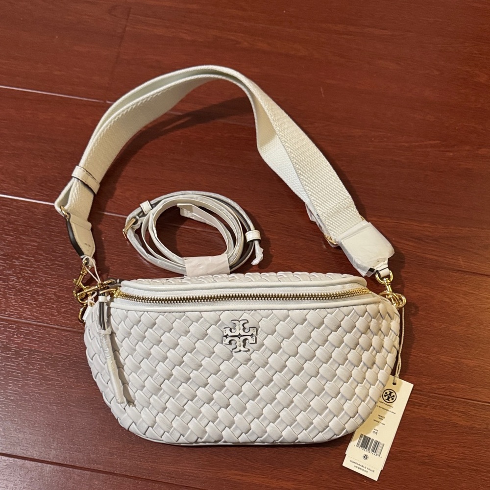 Tory Burch Thea Woven white Crossbody Bag